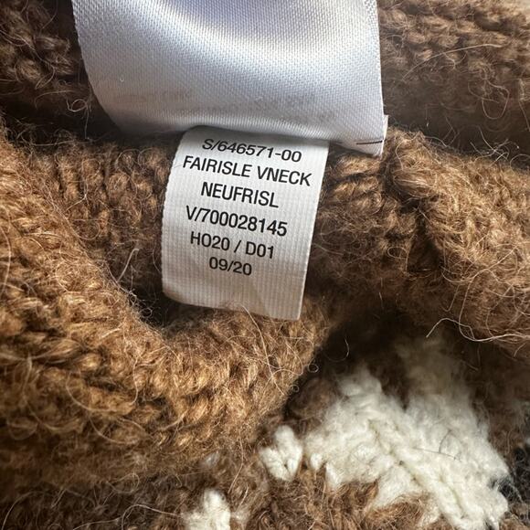 Fair Isle Slouchy Brown V Neck Tunic Sweater Oversized Small Old Navy Winter Ski - Picture 8 of 8